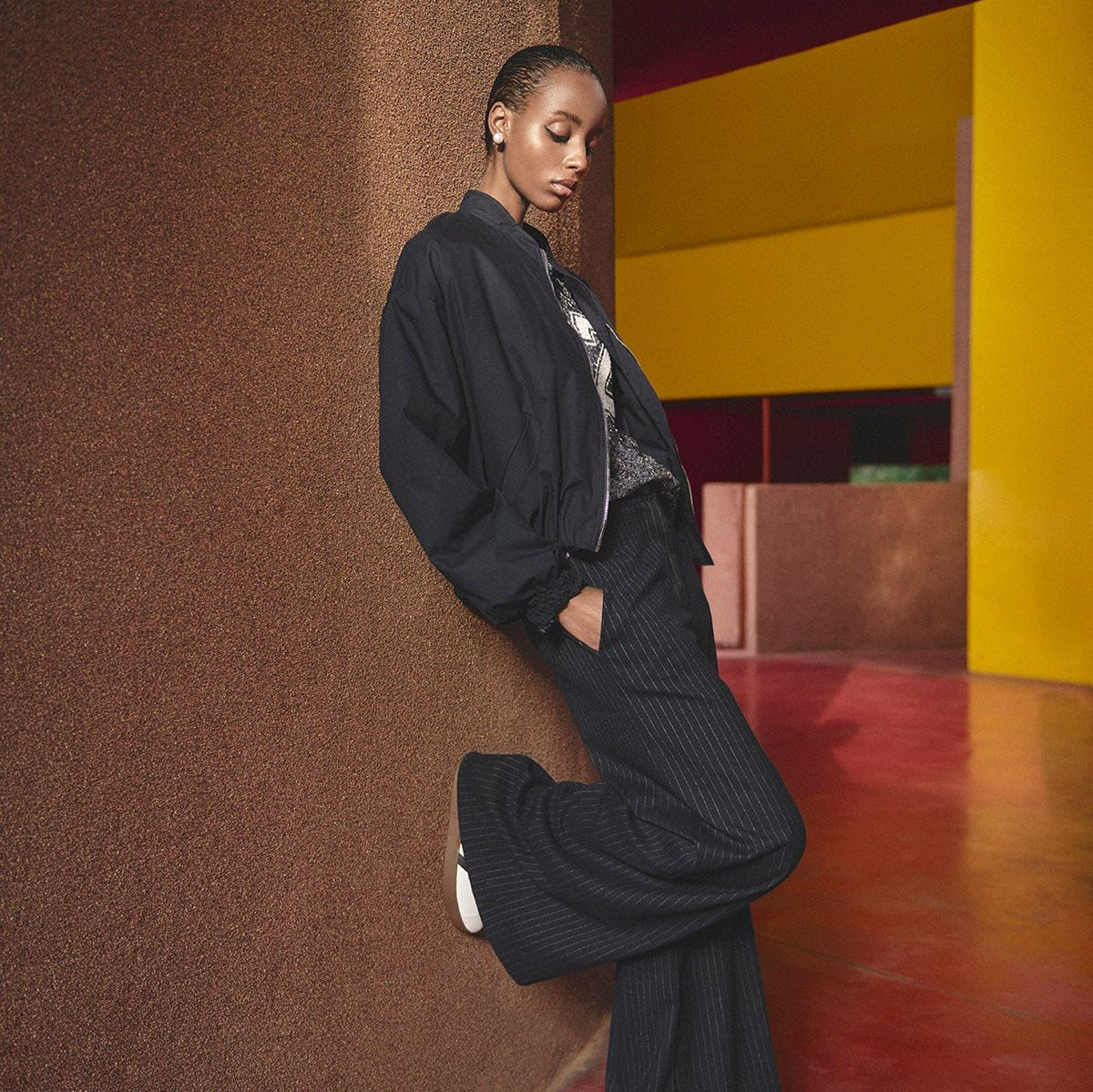 Navy Patch Bomber Jacket