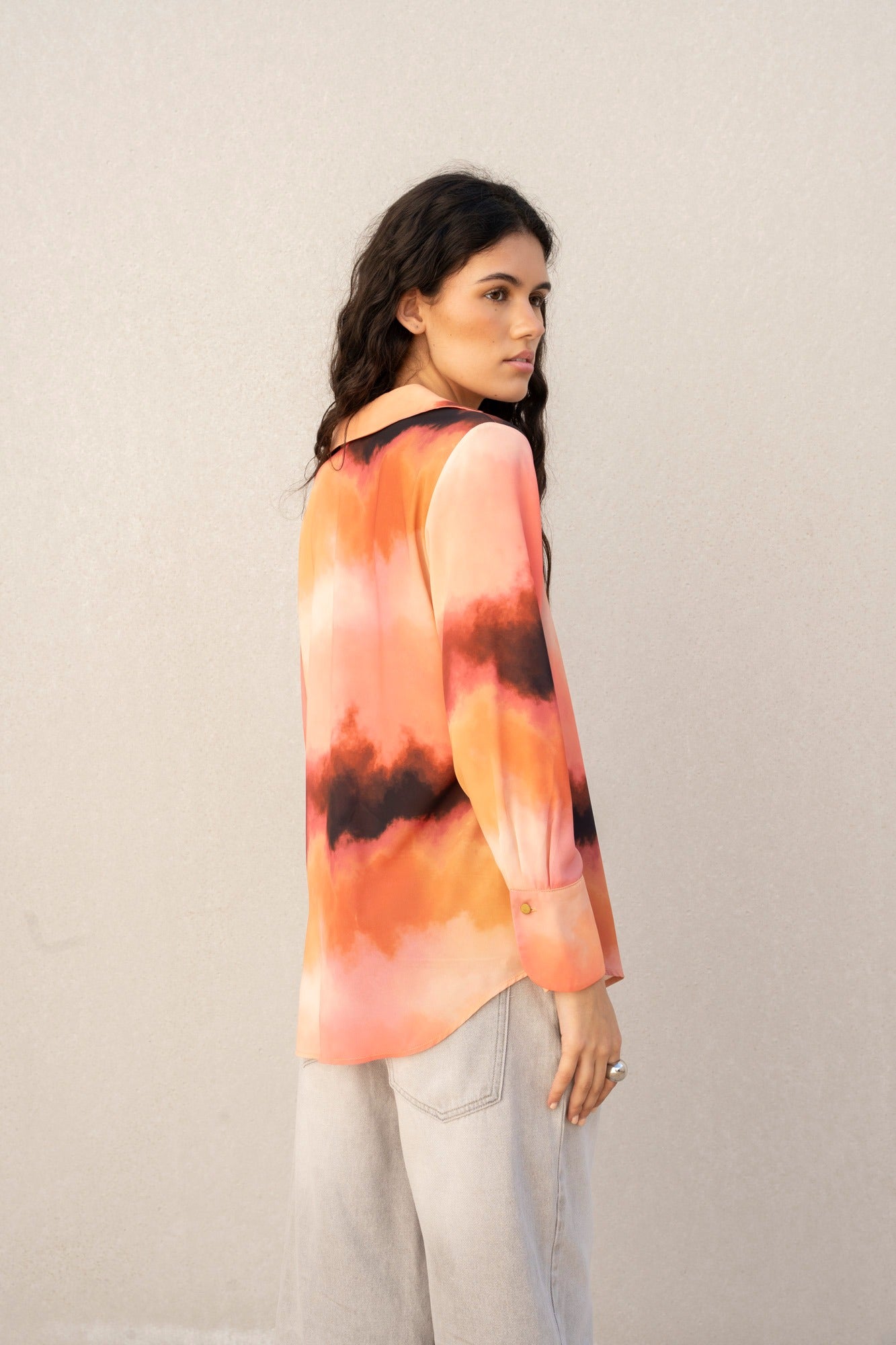 Orange Hues Abstract Print Shirt – Lightweight & Statement Style