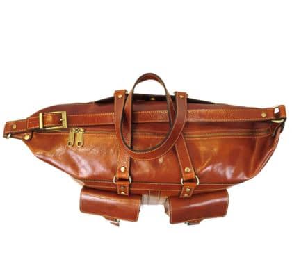 Large Unisex Leather Travel Bag – Made in Italy - Tan