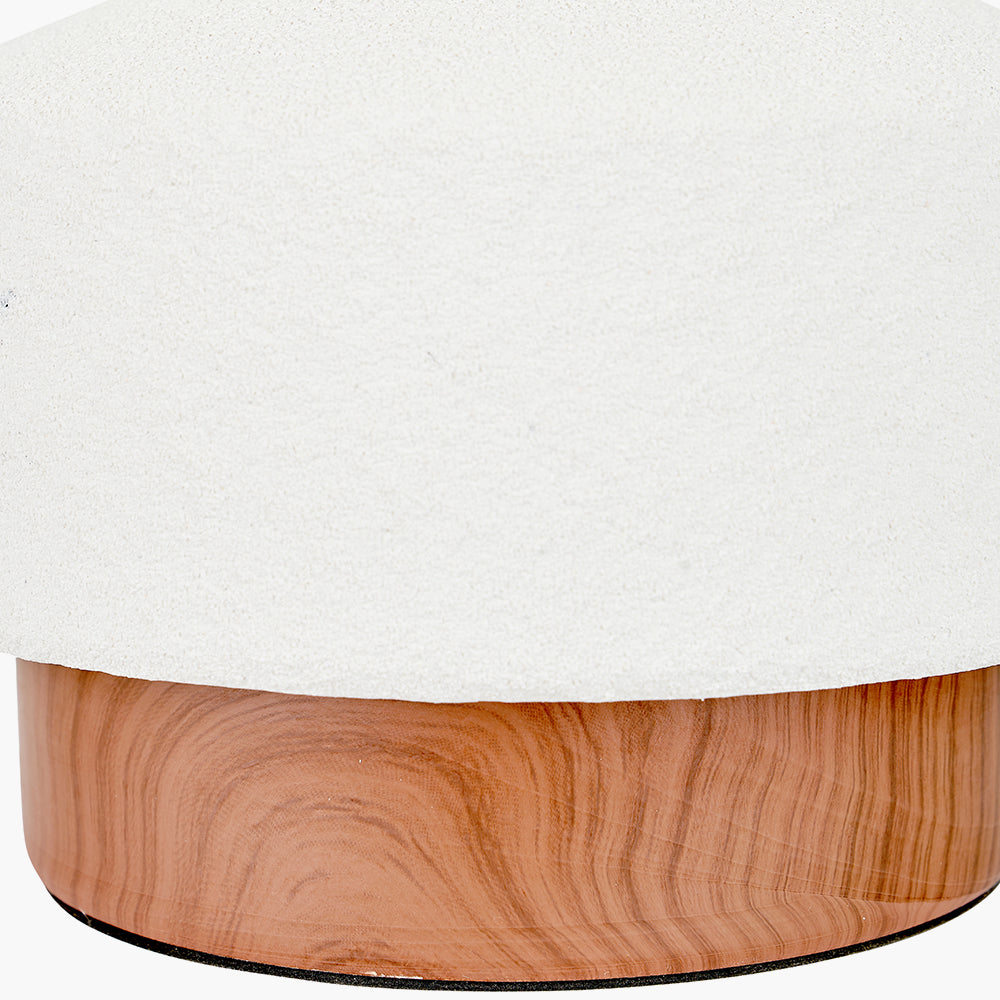 White and Wood Effect Textured Ceramic Table Lamp