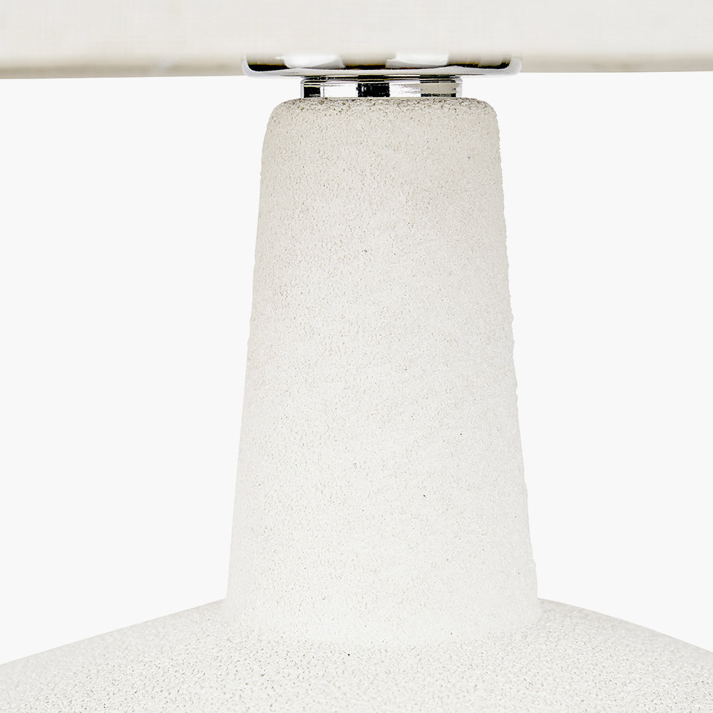 White and Wood Effect Textured Ceramic Table Lamp