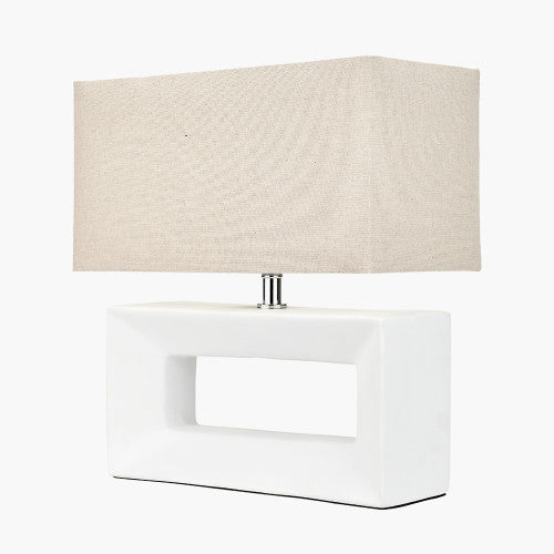 White Ceramic Rectangular Table Lamp