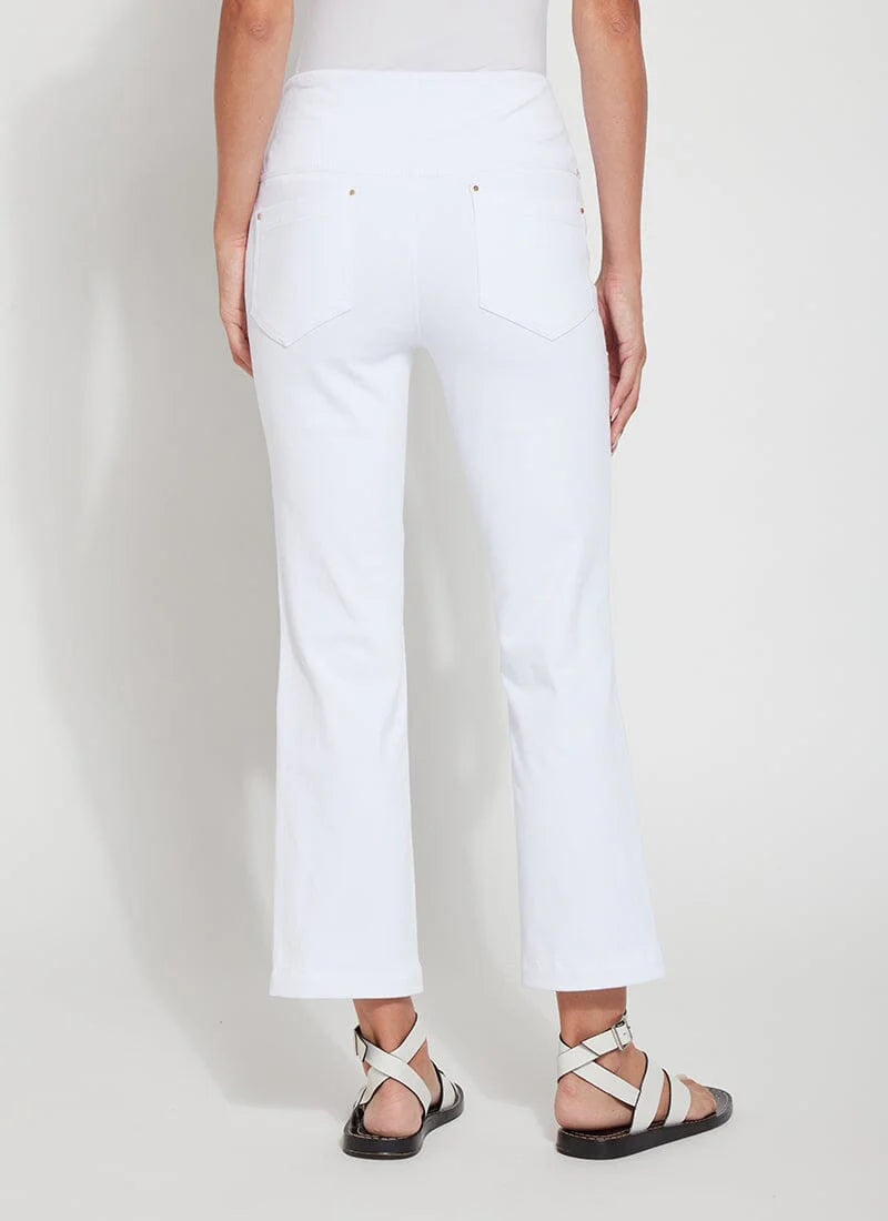 Ankle Crop Denim Baby Bootcut Jeans – White | High-Waisted Stretch Denim by Lyssé