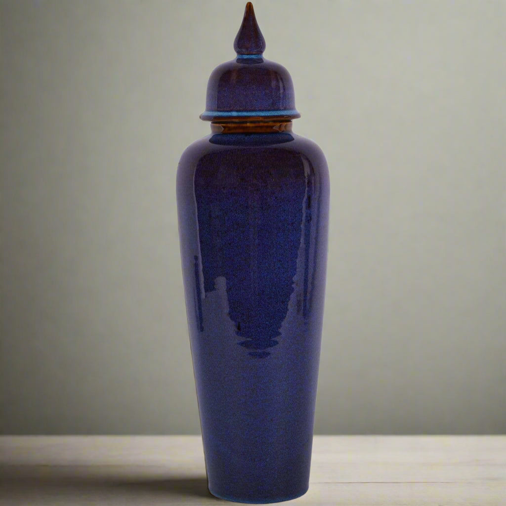 Ginger Jar Reactive Glaze Ceramic Blue