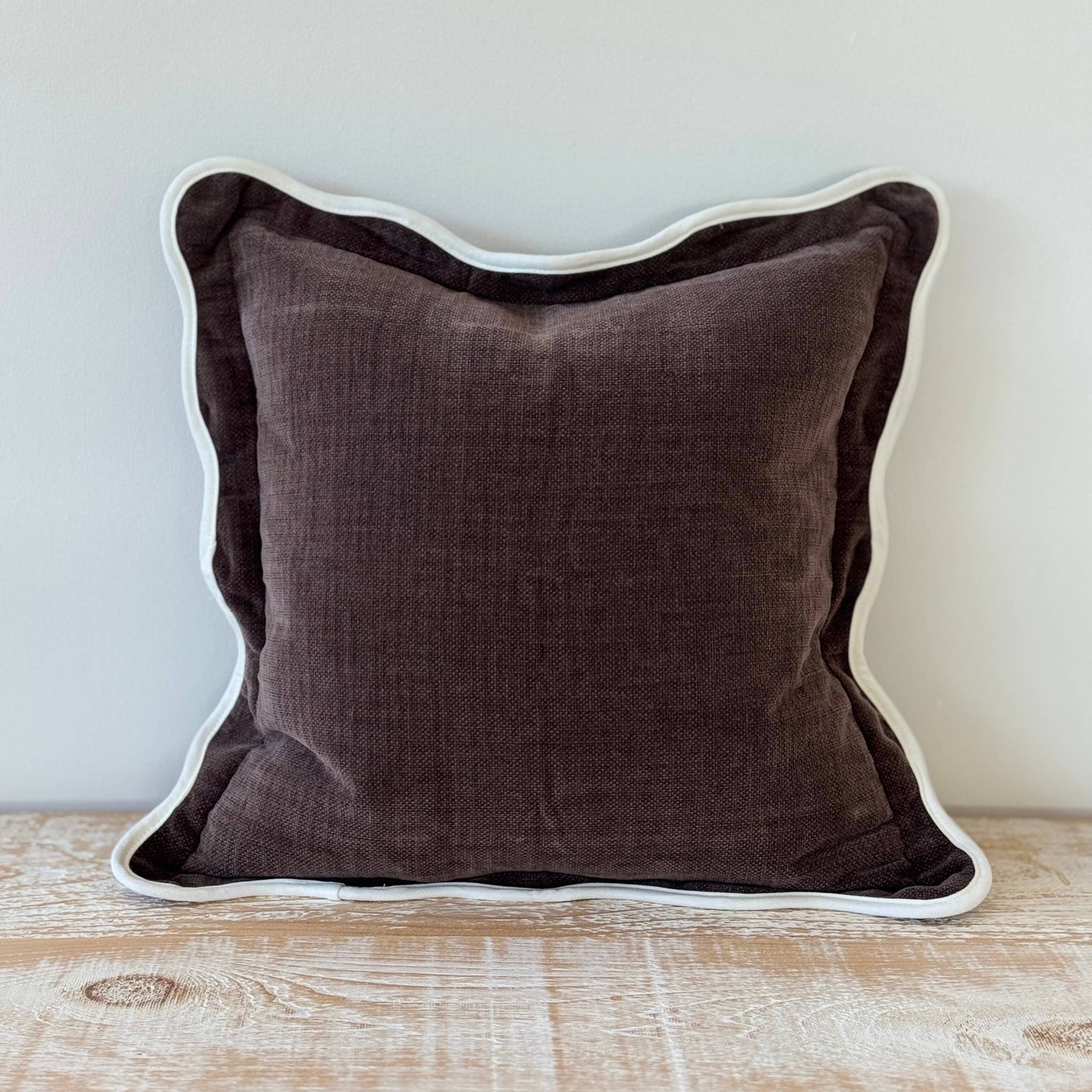 Chocolate Brown Cushion with Feather Fill – Linen Blend 45x45cm