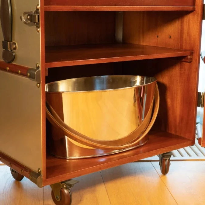 Champagne Cooler with Leather Handle – Elegant and Functional Drink Chiller