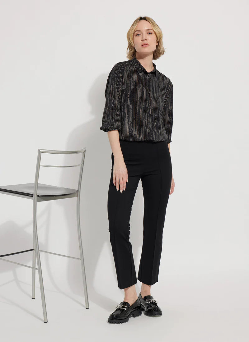 Ankle Elysse Fit‑and‑Flare Pants – Black | Cropped 27.5" Ponte Trousers by Lyssé