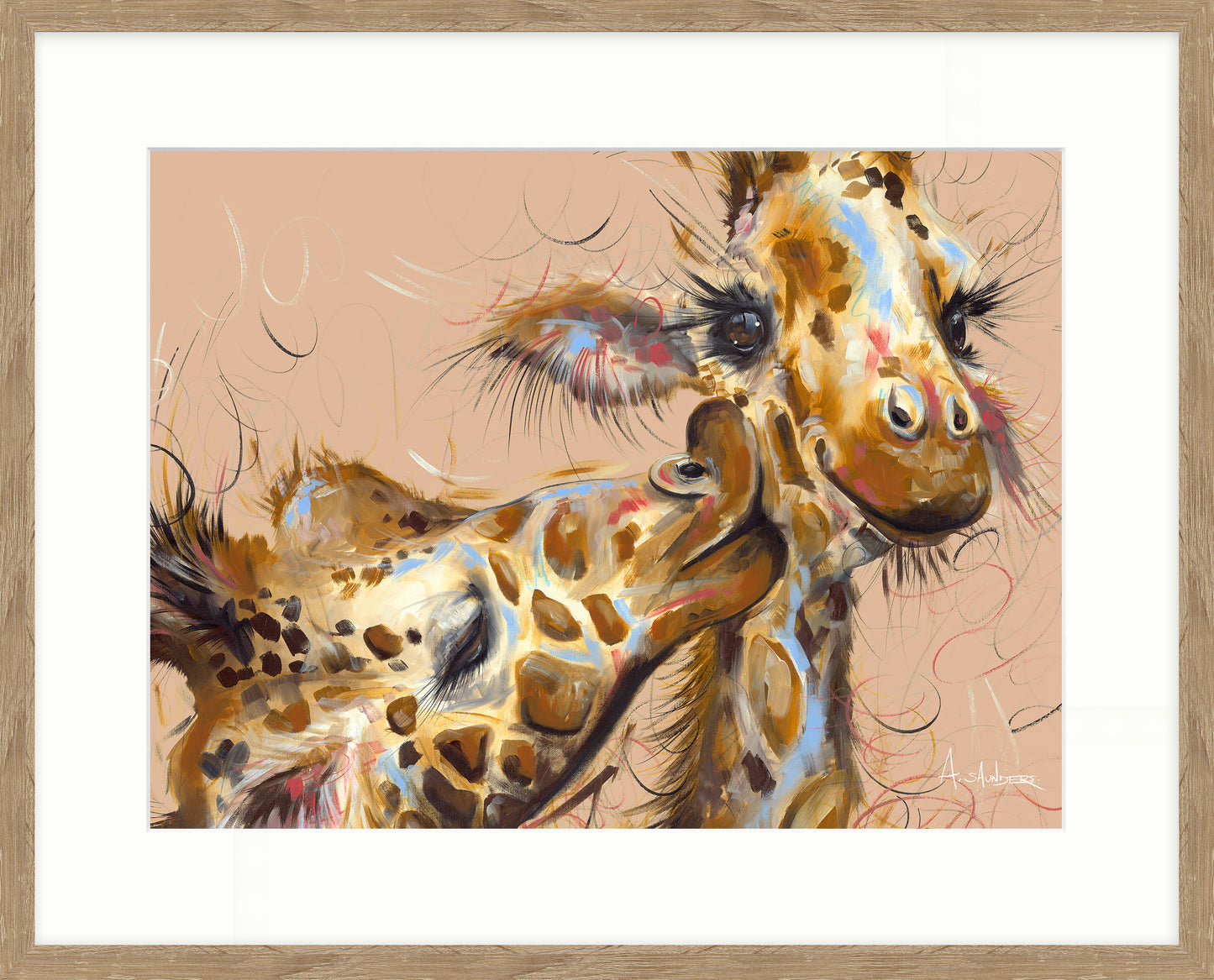 Ashley Saunders Artwork 'Kisses' – 52cm x 42cm | Contemporary Framed Wall Art