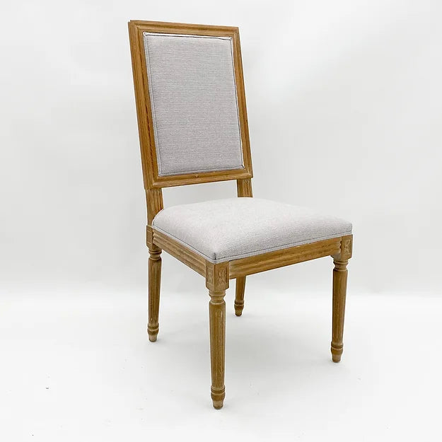 Beige Linen Louis Chair – Classic Upholstered Accent Chair | 96cm