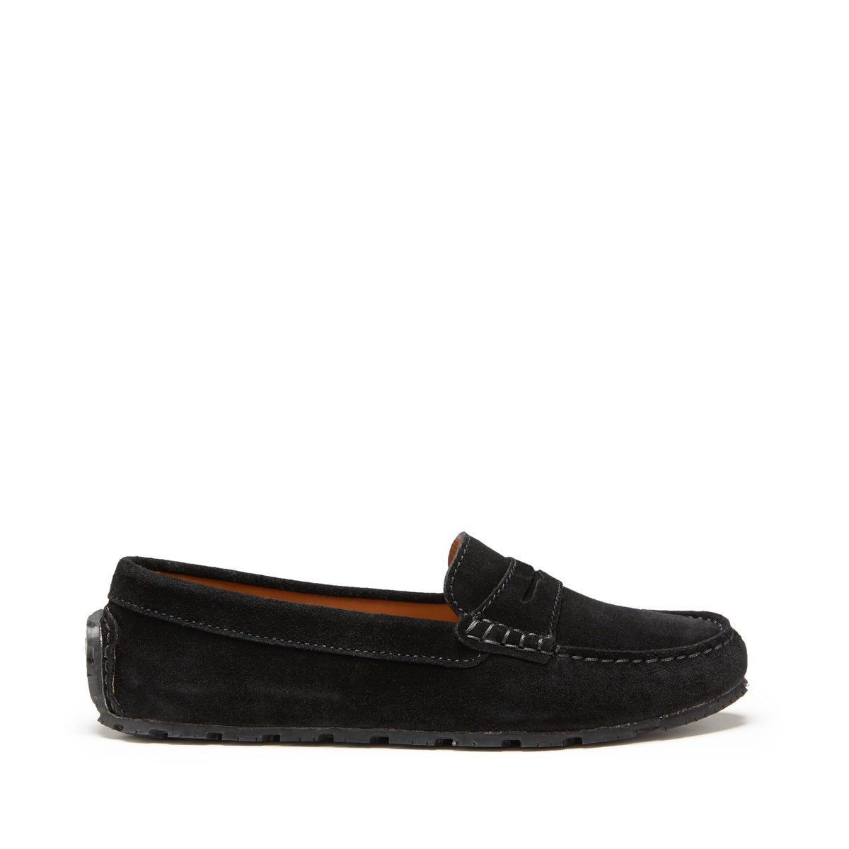 Black Women’s Tyre Sole Penny Loafers – Sustainable Luxury Suede Shoes