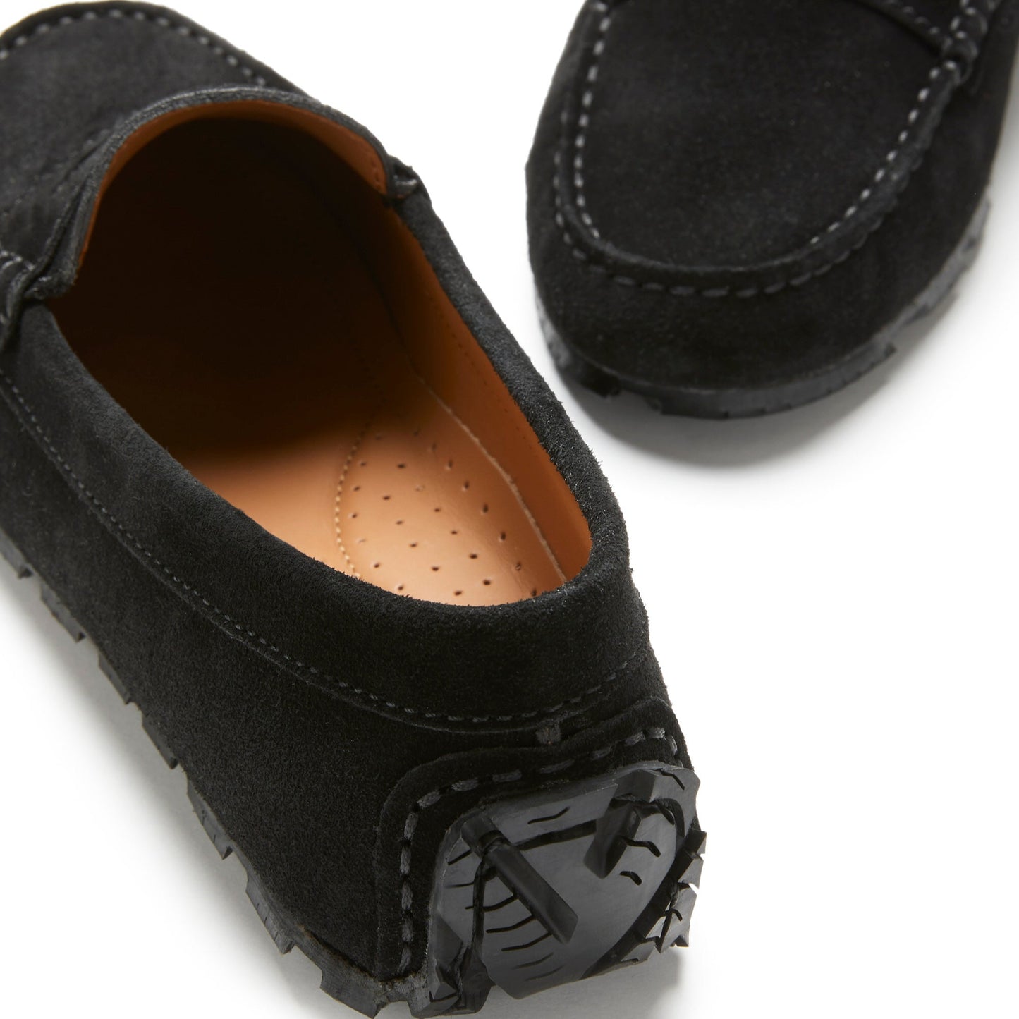 Black Women’s Tyre Sole Penny Loafers – Sustainable Luxury Suede Shoes