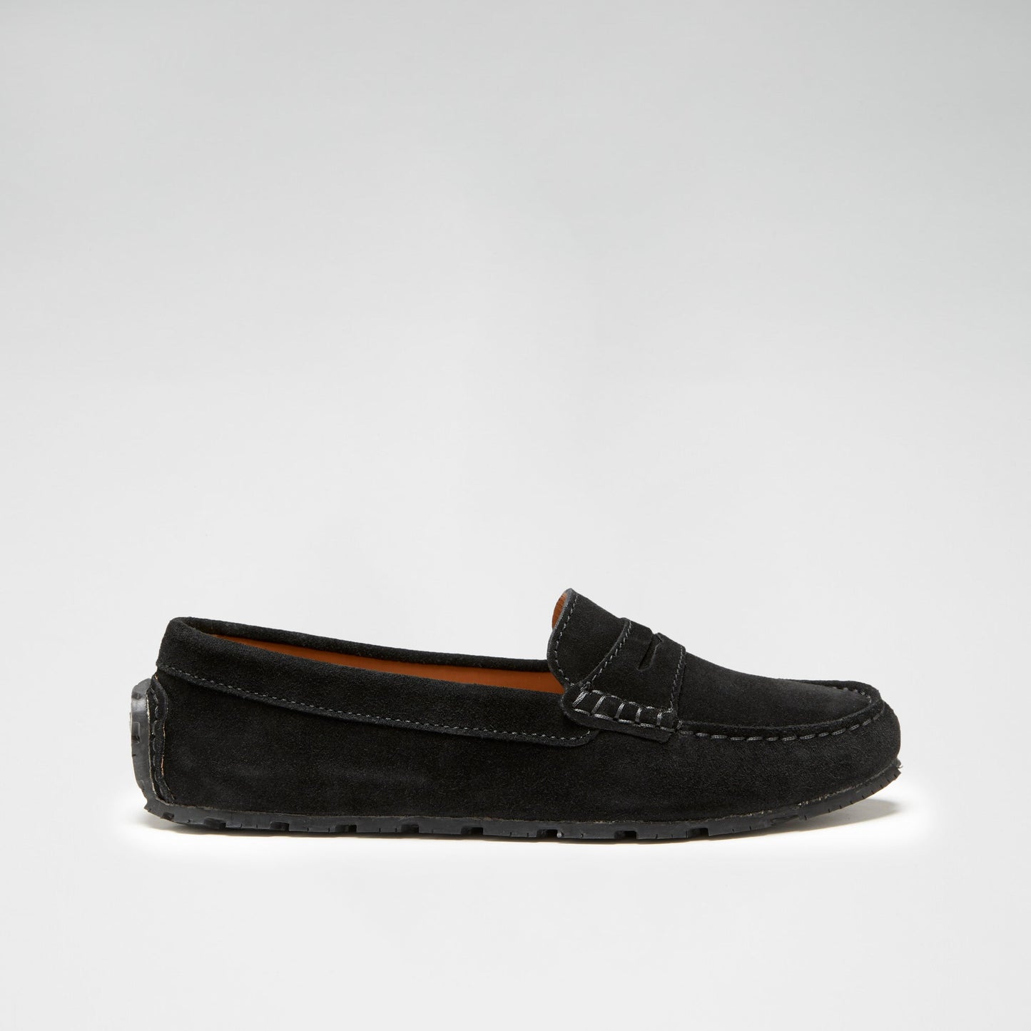 Black Women’s Tyre Sole Penny Loafers – Sustainable Luxury Suede Shoes