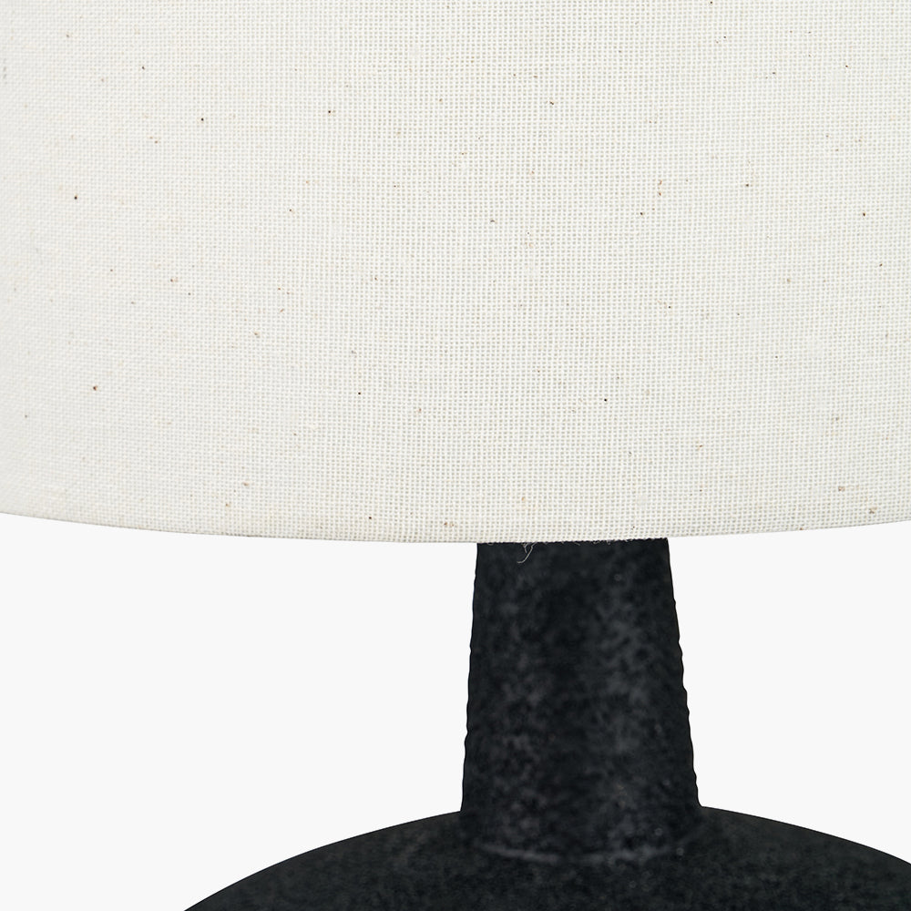 Black and Wood Effect Textured Ceramic Table Lamp