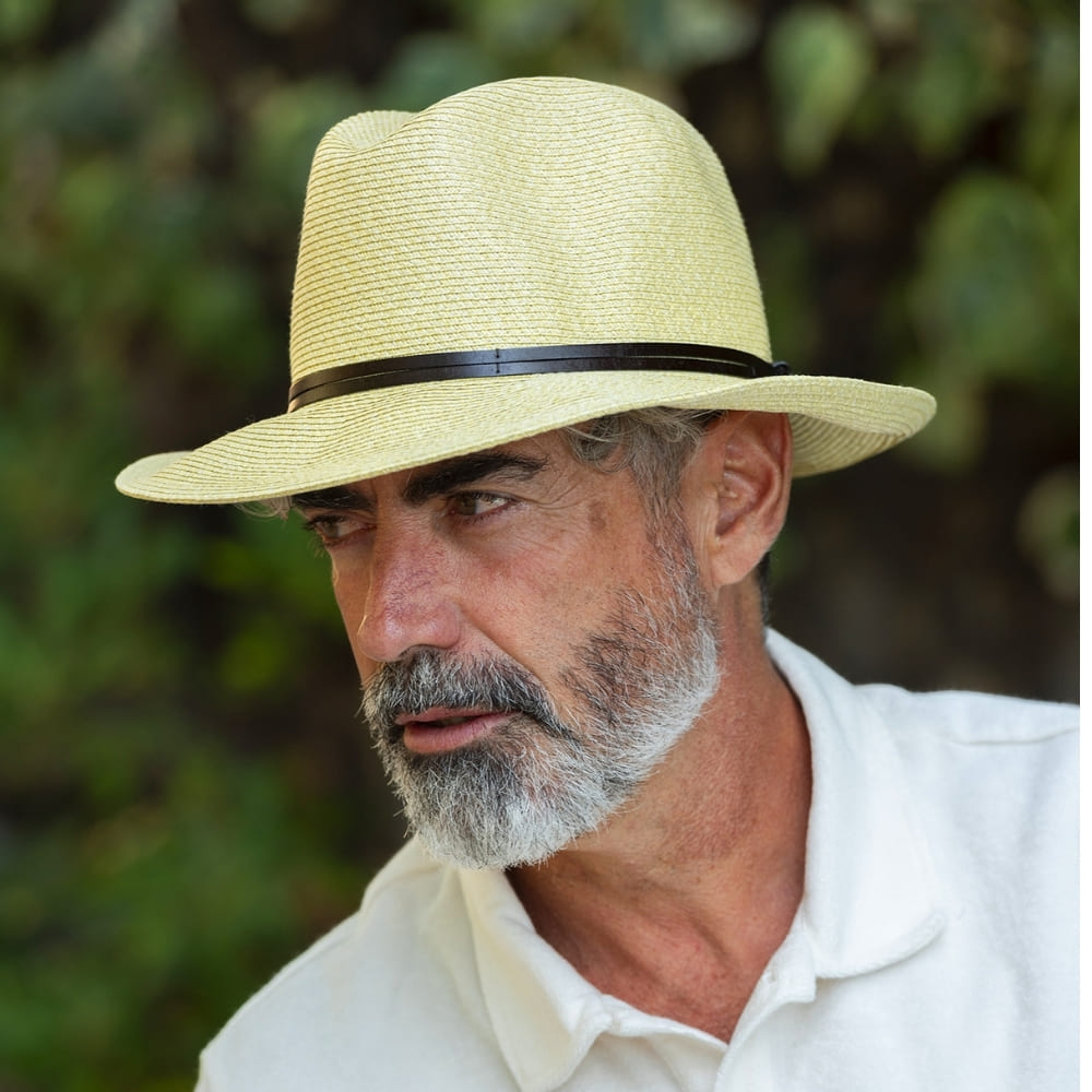 Plaited Paper Hat – Mastic | Luxury Sun Hat with Leather Band