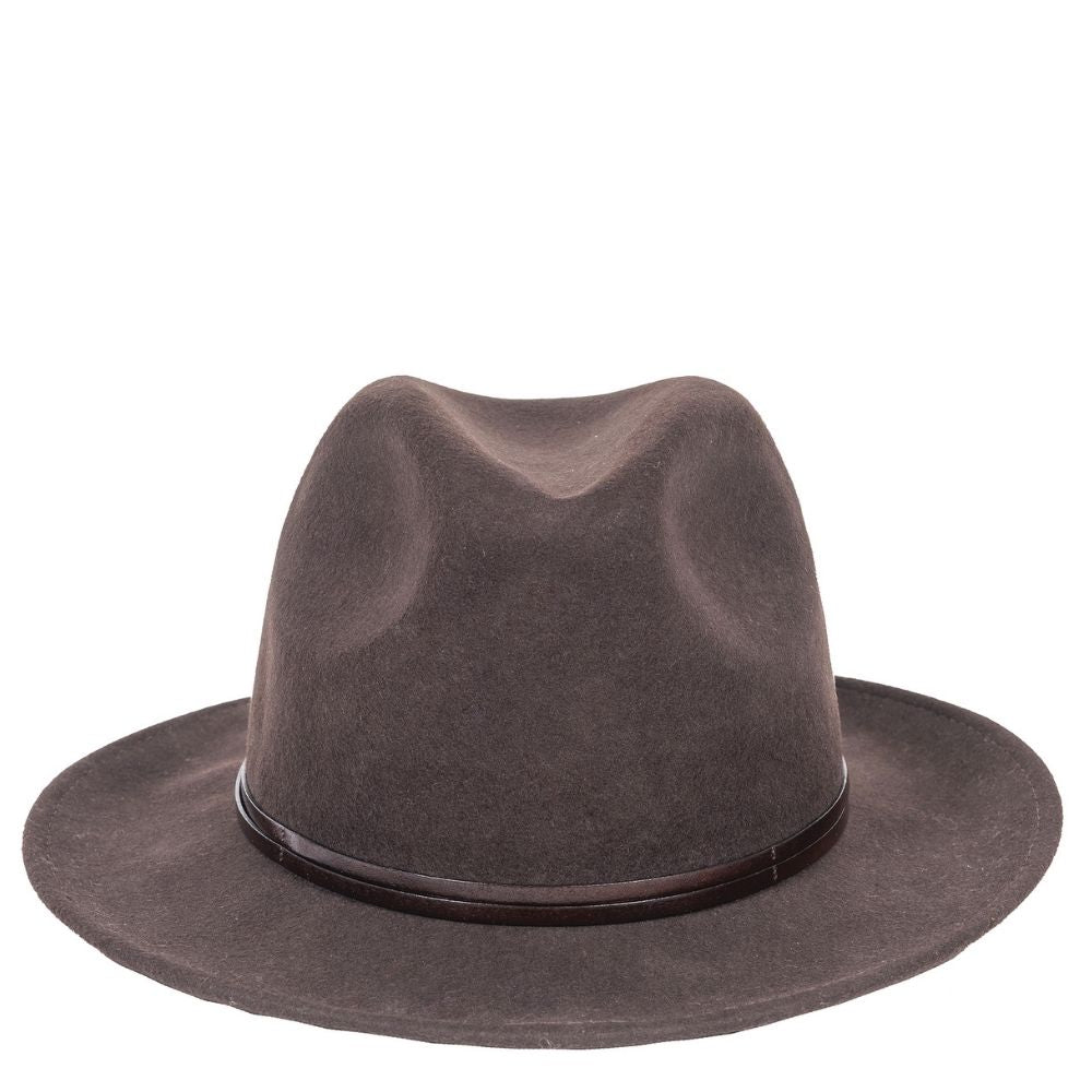 Wool Felt Fedora Hat – Chocolate | Unisex Luxury Italian Hat with Leather Band (