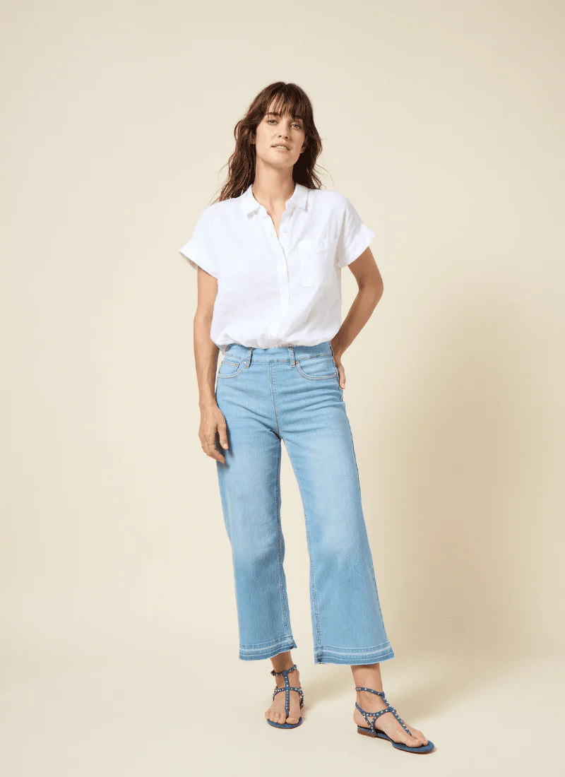 Premium Frances Crop – Authentic Bleached Blue | ‘Holding Power’ Wide-Leg Denim by Lyssé