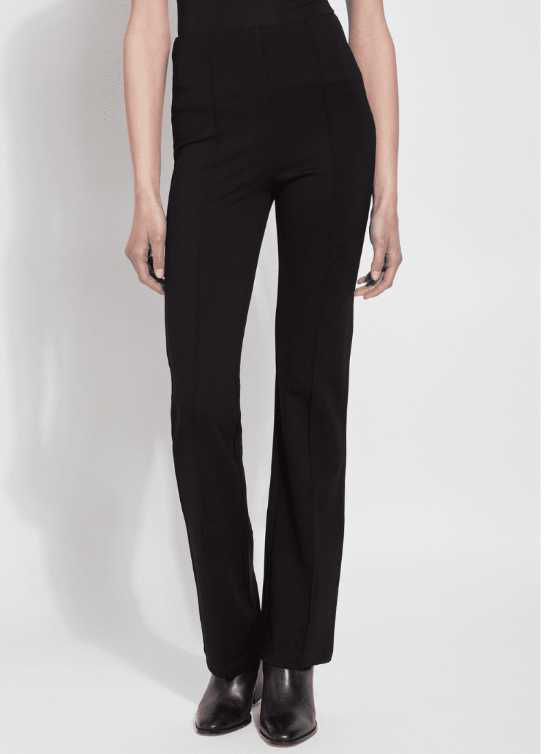 Elysse Fit‑and‑Flare Ponte Pants – Black | 33" Inseam by Lyssé