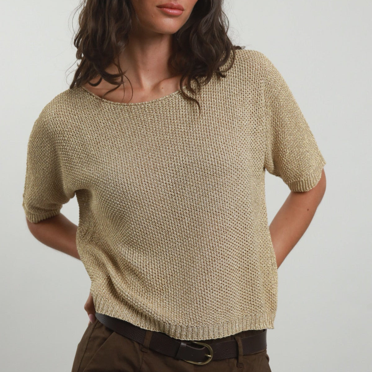 Gold Lurex Sweater | Sparkle & Comfort