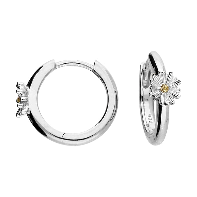 Single Daisy-14mm Silver hoop Earring
