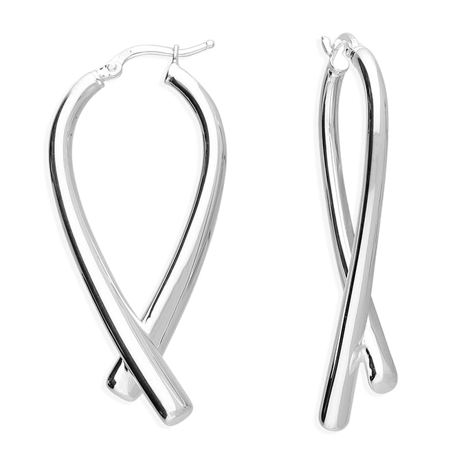 Silver CrossOver Design Earrings