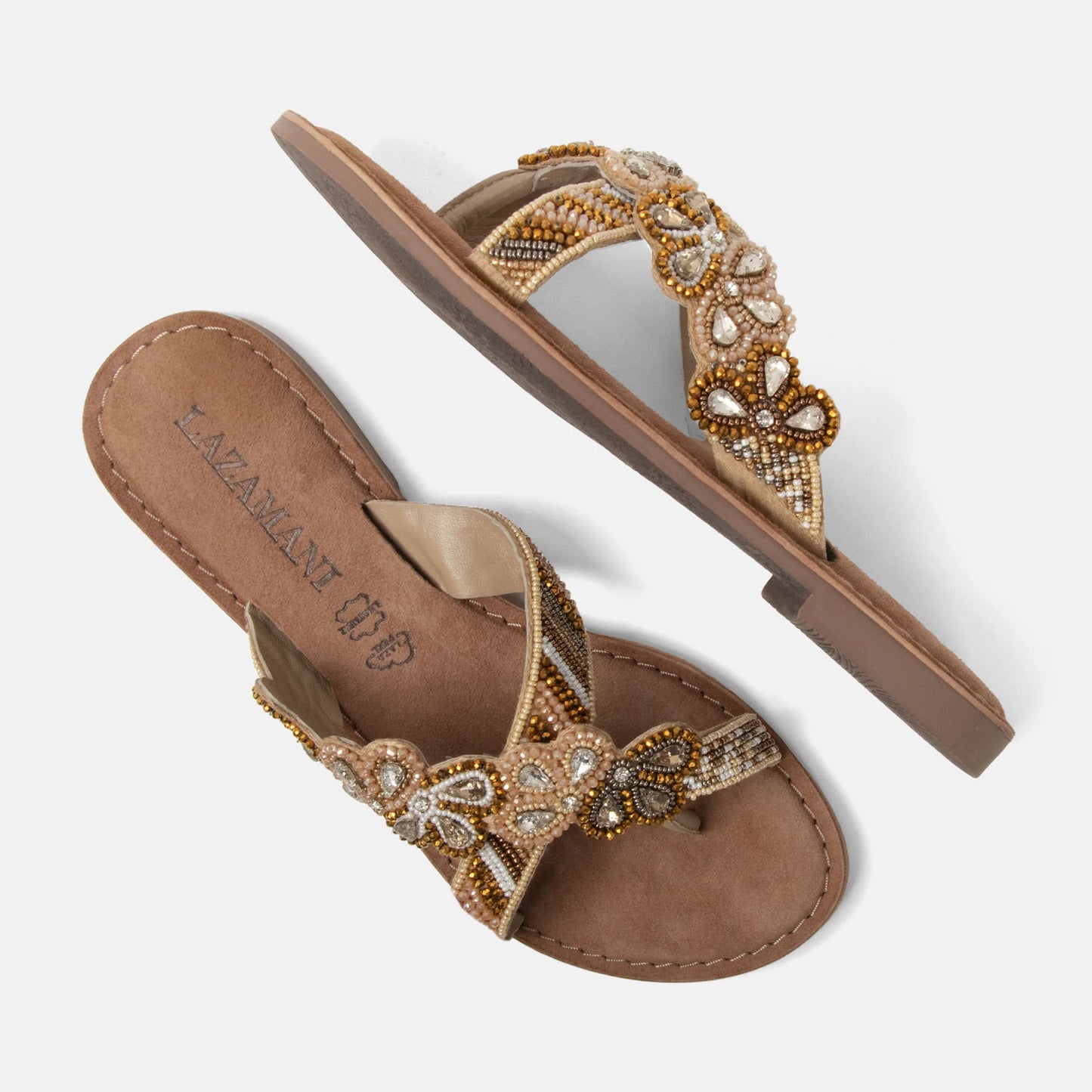 Lazamani Perla Beaded Toe-Post Sandals – Elegant Summer Sandals