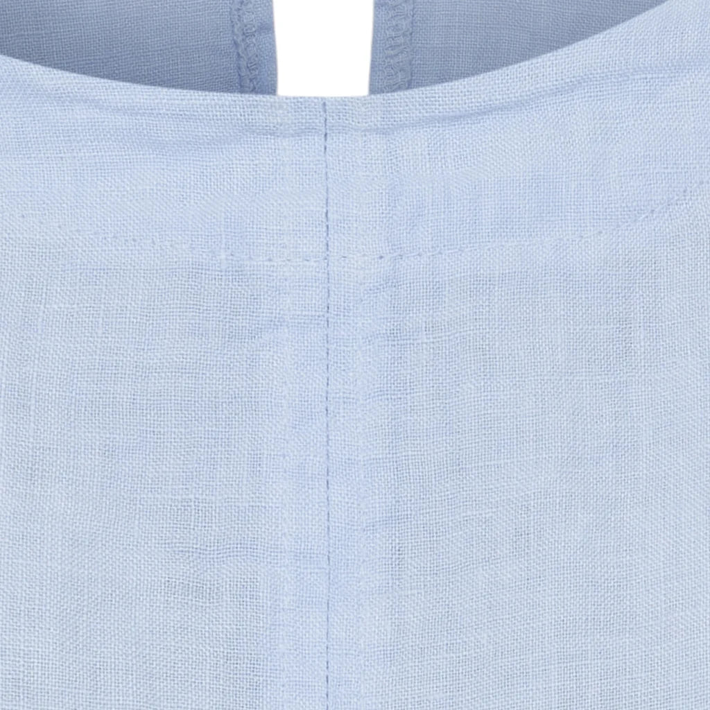 Sky Blue Linen Crew Neck Top by Marta Du Château