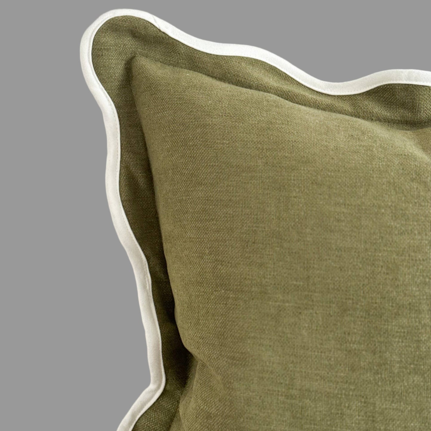 Olive Cushion with Feather Pad – 45 x 45cm