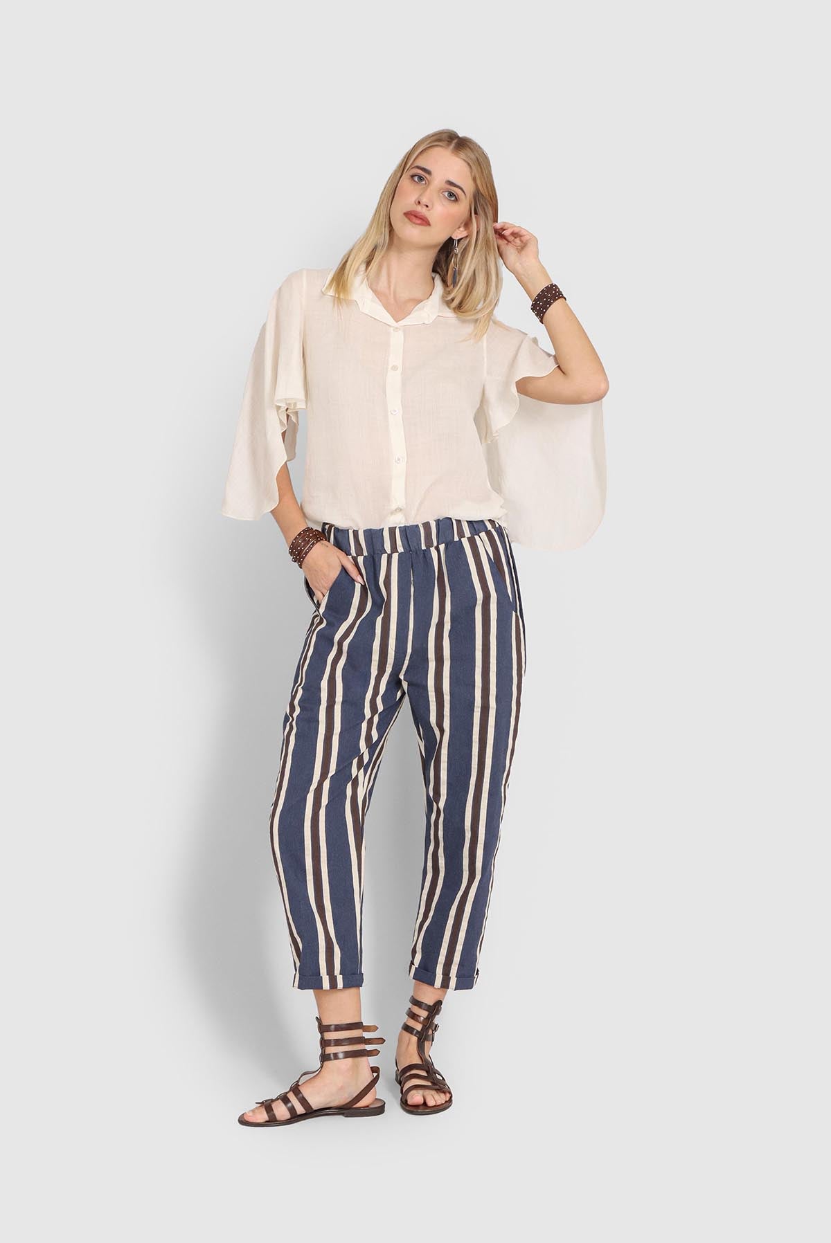 Striped Trousers with Elastic Waistband – Effortless Cool Meets Everyday Comfort