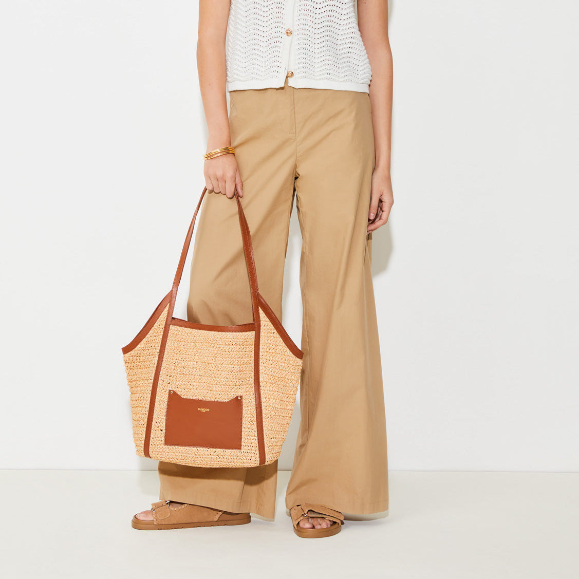Tan Raffia Striped Bag | Timeless Style