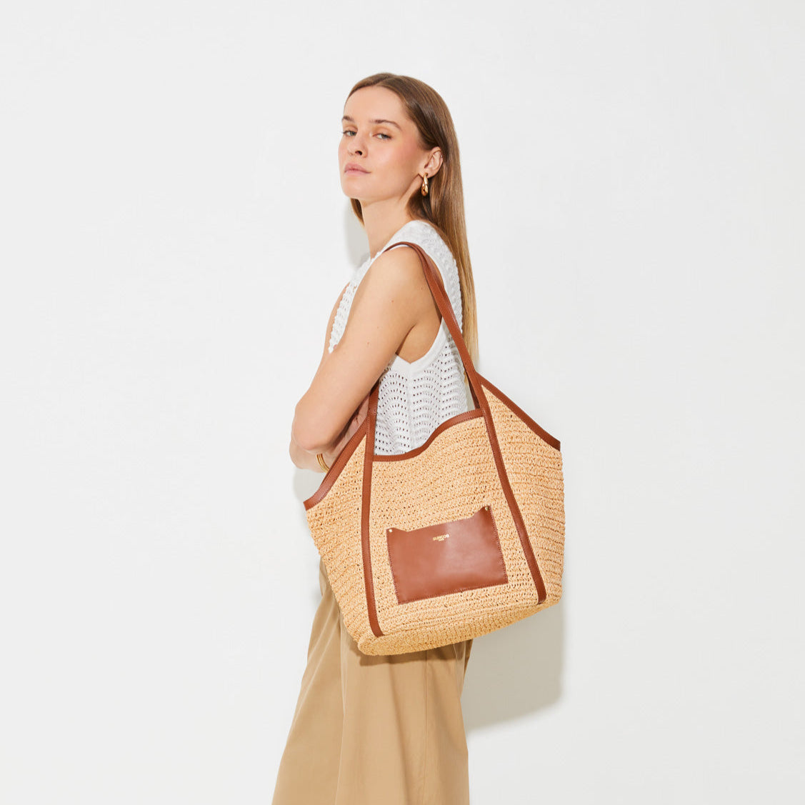 Tan Raffia Striped Bag | Timeless Style