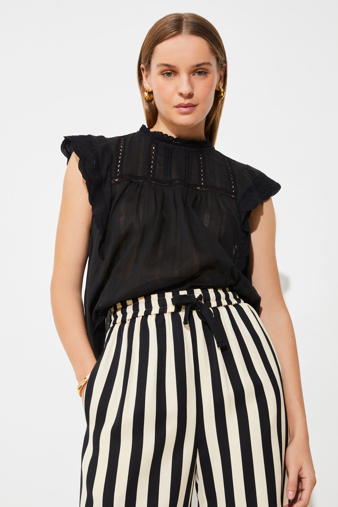 Flowing Wide-Leg Striped Pants