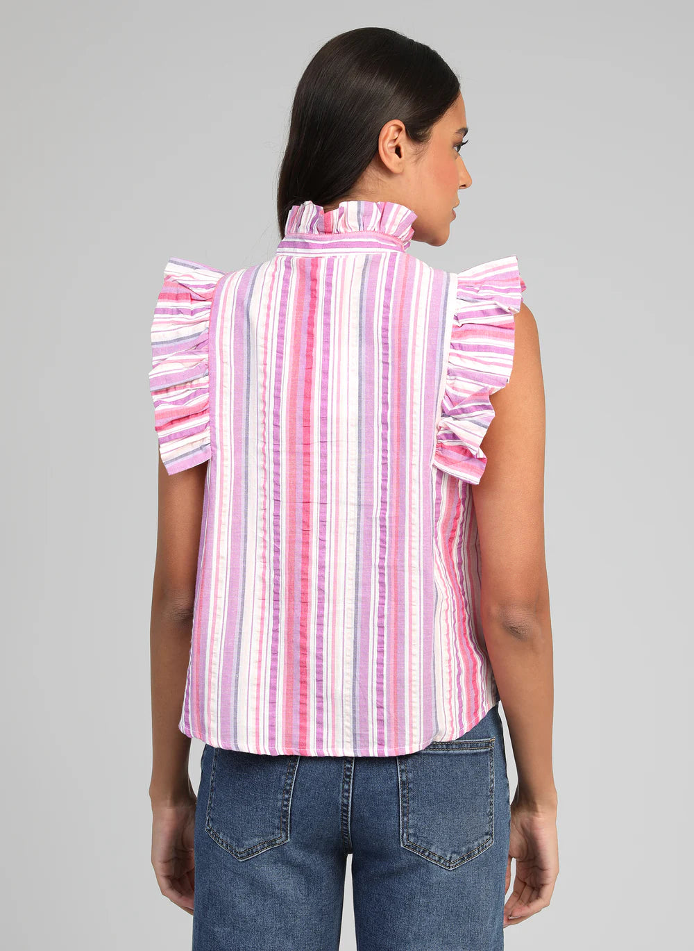 Sélise Striped Cotton Frill Shirt — An'ge