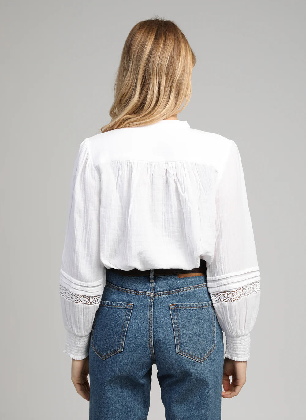 White Cotton Fine Gauge Embroidered Shirt by An’ge
