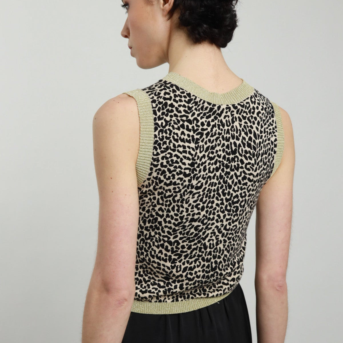 Spotted Animal Print Wide-Strap Crop Tank Top