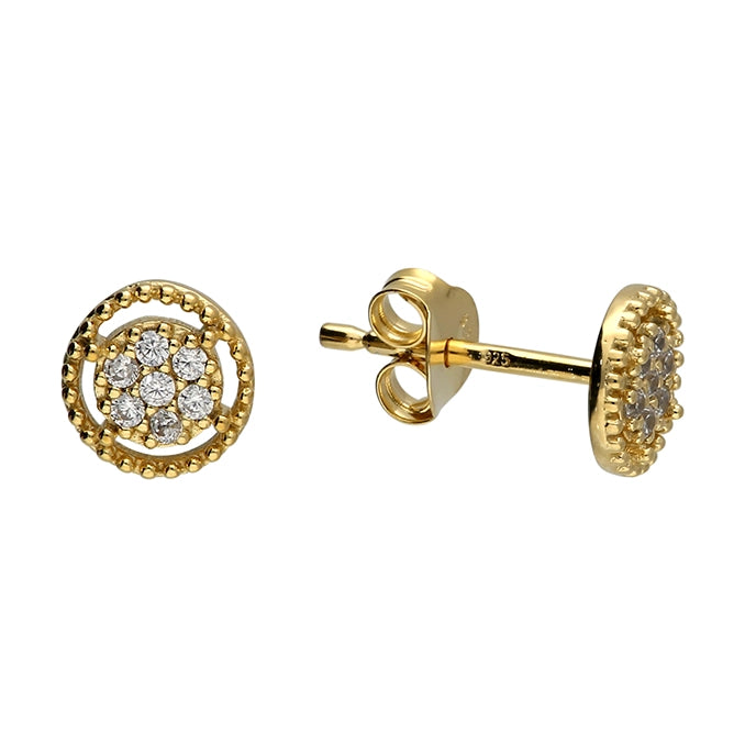Sterling Silver Gold-Plated Cluster Stud Earrings | Elegant & Sparkling
