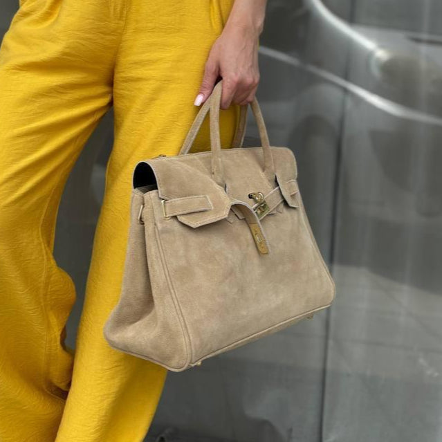 Suede Tote Bag with Zip Closure | Luxury Everyday Tote