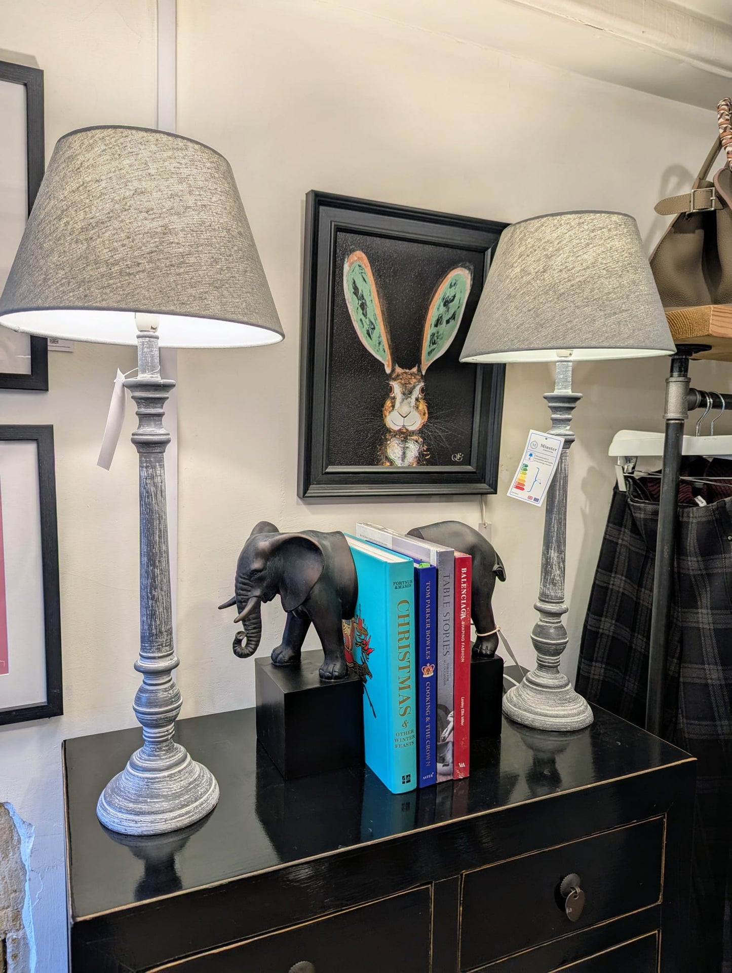 Grey Wood Lamp and Cotton Shade