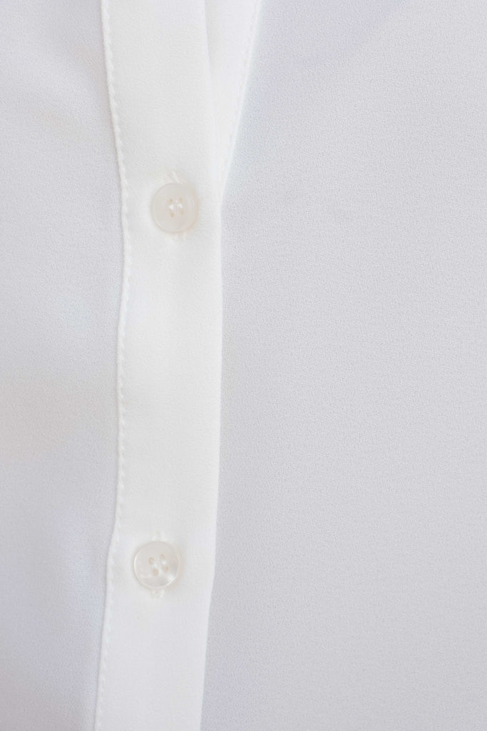 White Textured Shirt with Gathering & Pleated Detailing