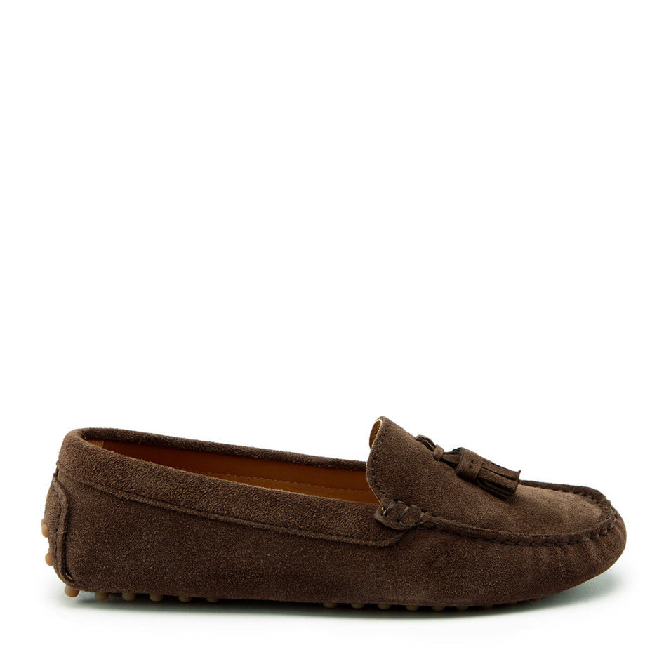 Women’s Brown Tasselled Loafer Driving Shoes – Suede Moccasins