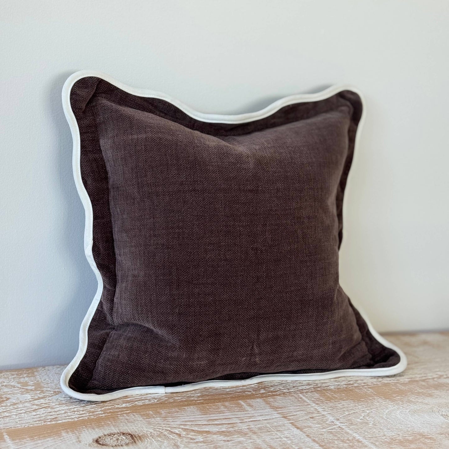 Chocolate Brown Cushion with Feather Fill – Linen Blend 45x45cm