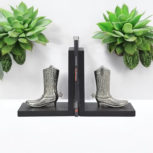 Aluminium Cowboy Boot Bookends