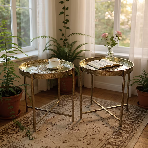 Oval Gold Tray Tables – Nested Glam Side Tables (53cm & 43cm)