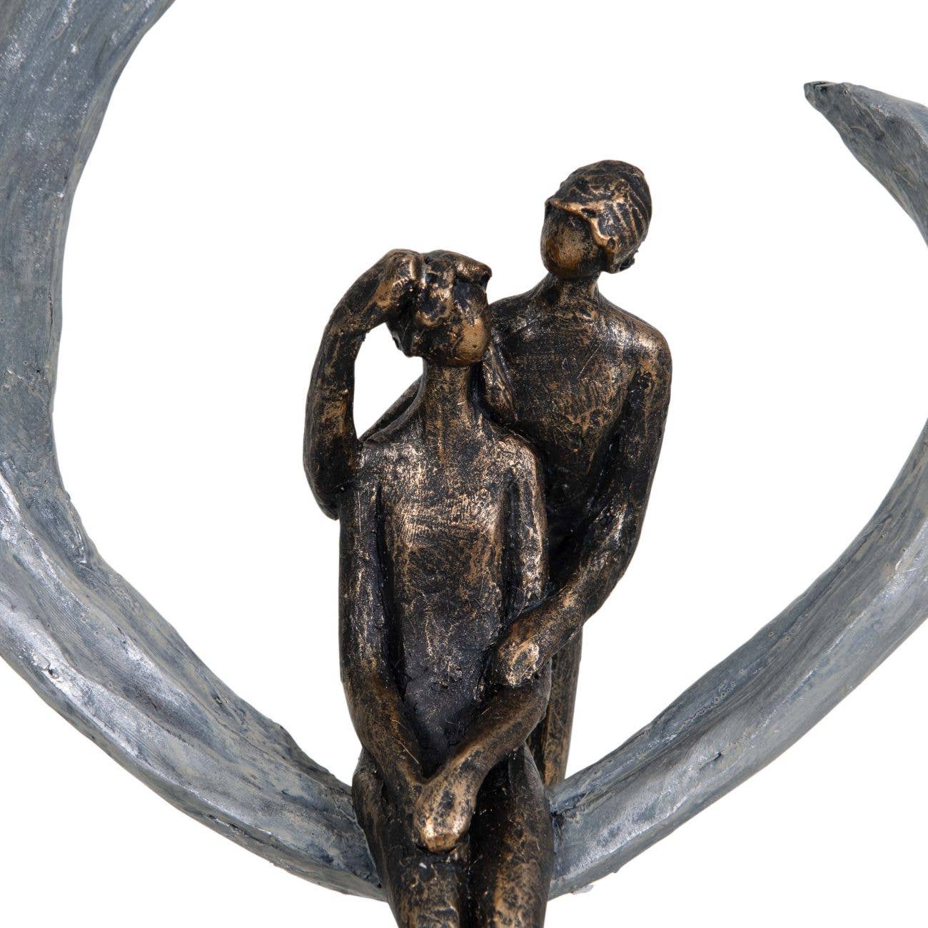 Love Sculpture in Circular Heart – Bronze | Woodcock and Cavendish