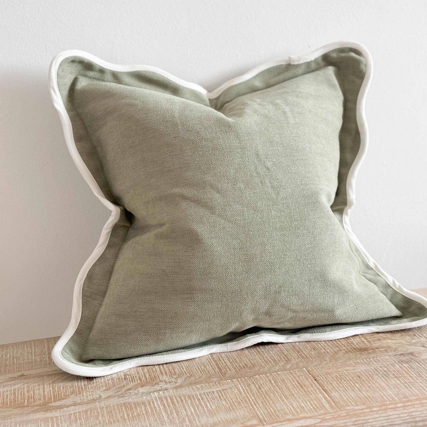 Sage Green Cushion with Feather Fill – Linen Blend 45x45cm