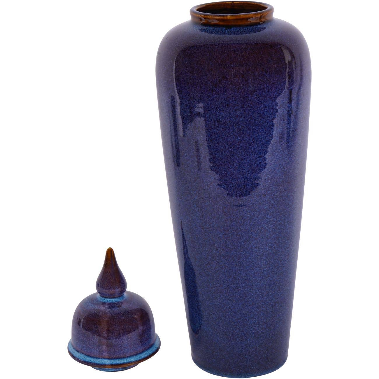 Ginger Jar Reactive Glaze Ceramic Blue