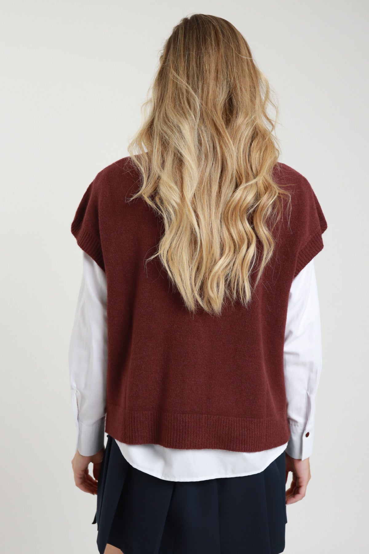 Burgundy Gilet with Pockets | Stylish Layering Vest