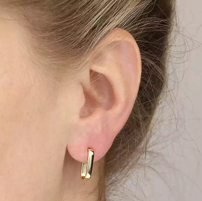 Squared J-Hoop Sterling Silver Earrings – Elegant Everyday Style