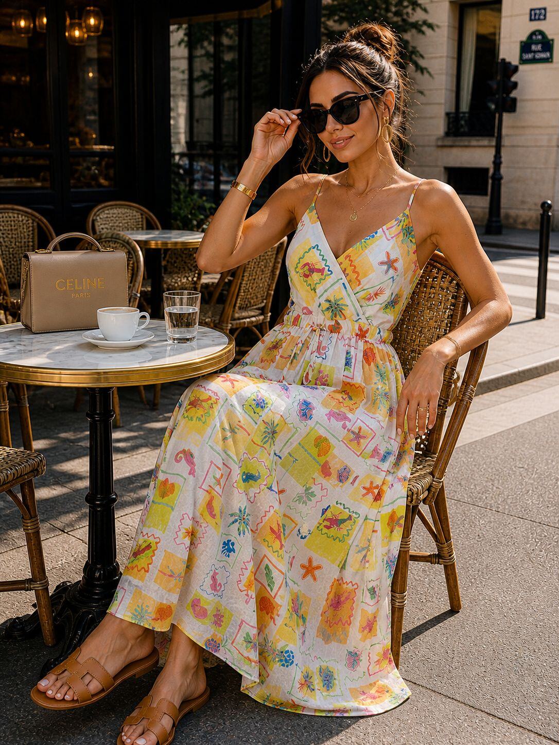 Patchwork Print Maxi Dress – Yellow | Women's Luxury Smocked Back Dress
