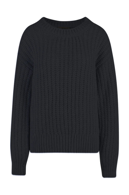 Wool & Mohair Raglan Pullover in Black for sale - Woodcock and Cavendish