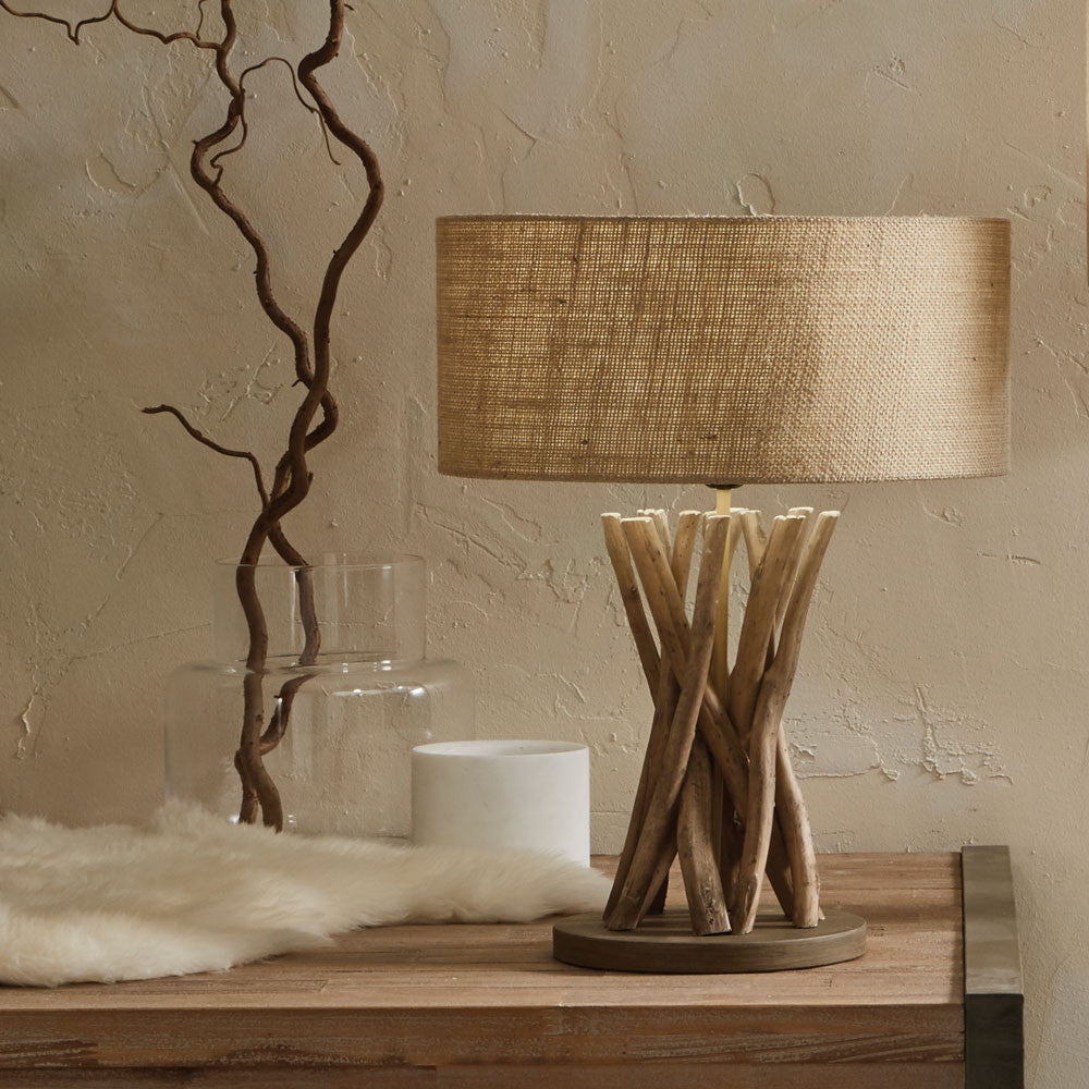 Derna Driftwood and Natural Jute Table Lamp for sale - Woodcock and Cavendish